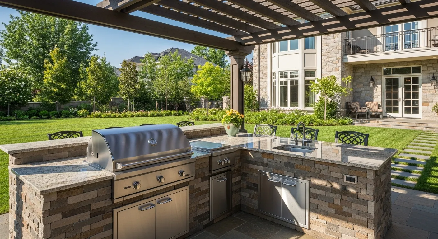 Beautiful outdoor kitchen adding value to a Michigan home