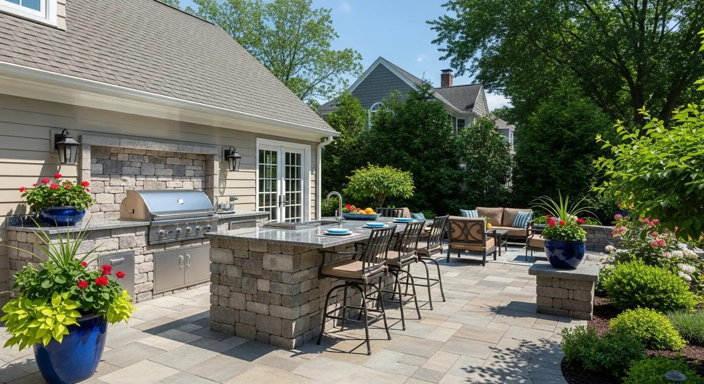 Dramatic backyard transformation with new outdoor kitchen
