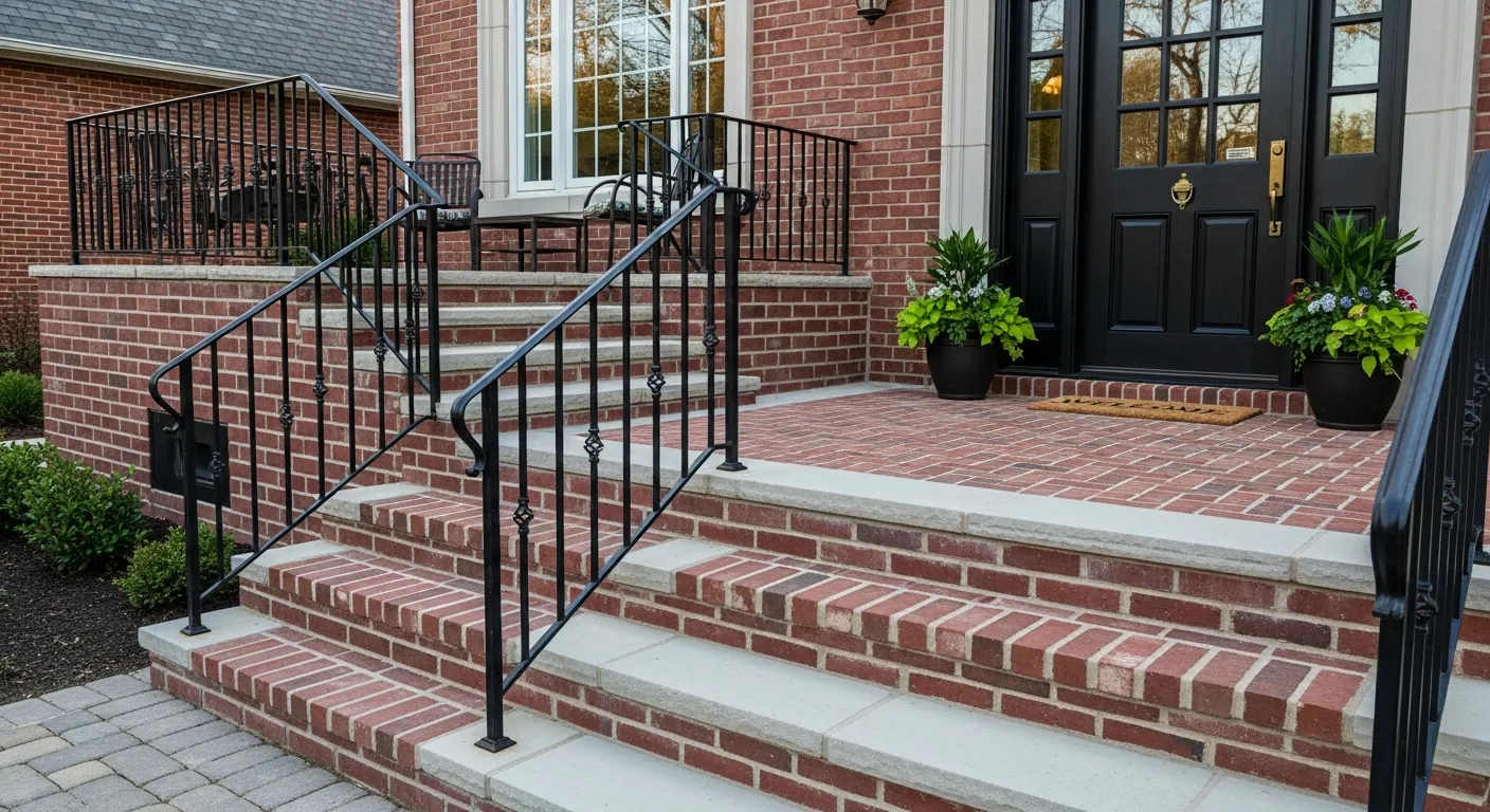 Brick porch and steps on Michigan home