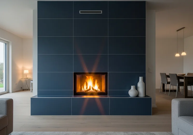 Marble look porcelain tile fireplace surround installed in a Grand Rapids Michigan living room