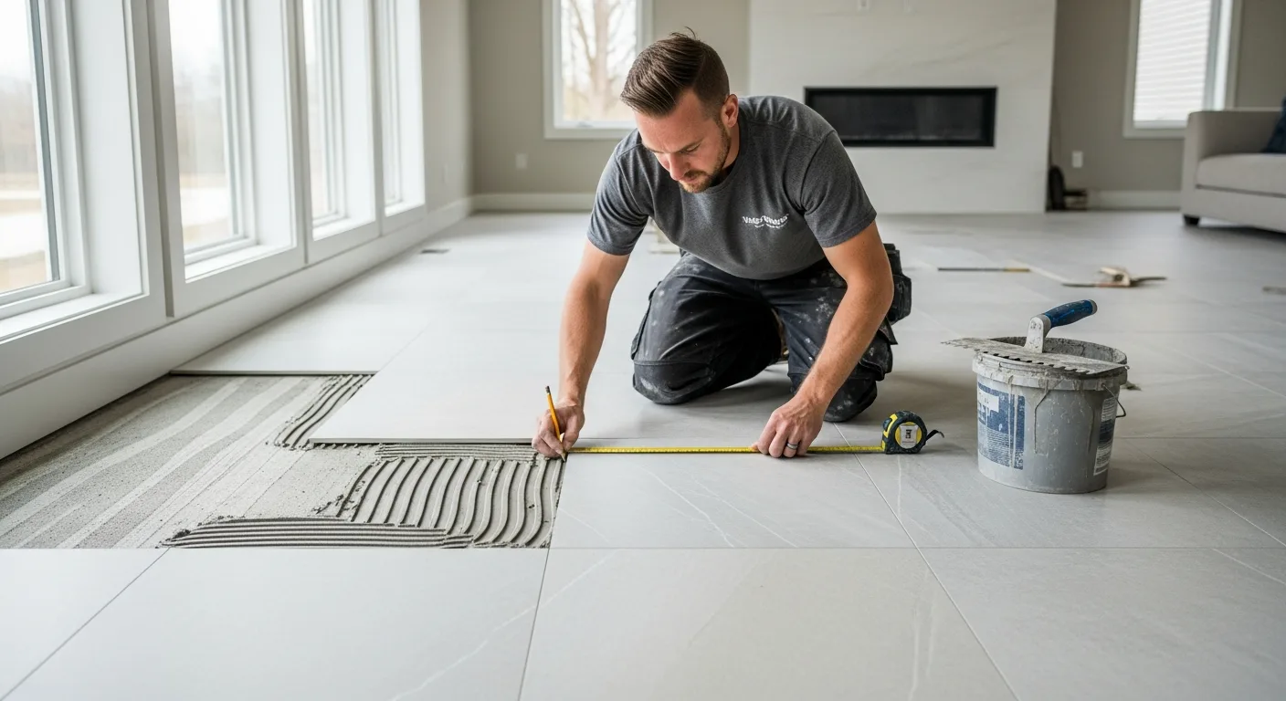 Professional tile floor installation in a Grand Rapids Michigan home