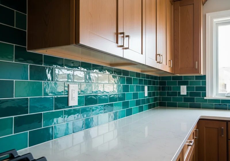Herringbone subway tile backsplash installed in a modern West Michigan kitchen with white cabinets