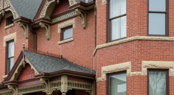 Tuckpointing contractor Michigan - restored mortar joints on Victorian brick home