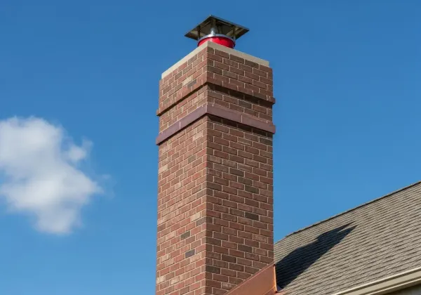 Chimney rebuild Grand Rapids MI - newly constructed brick chimney with copper flashing on residential home