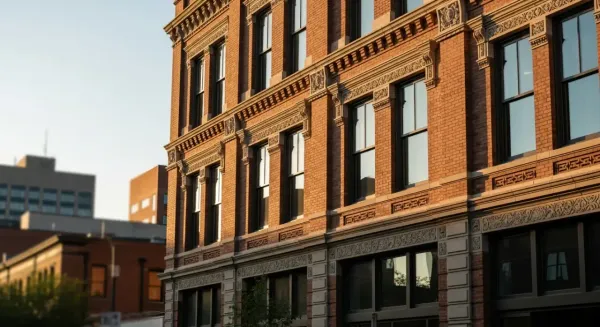 Commercial tuckpointing Grand Rapids - repointed brick facade on downtown building