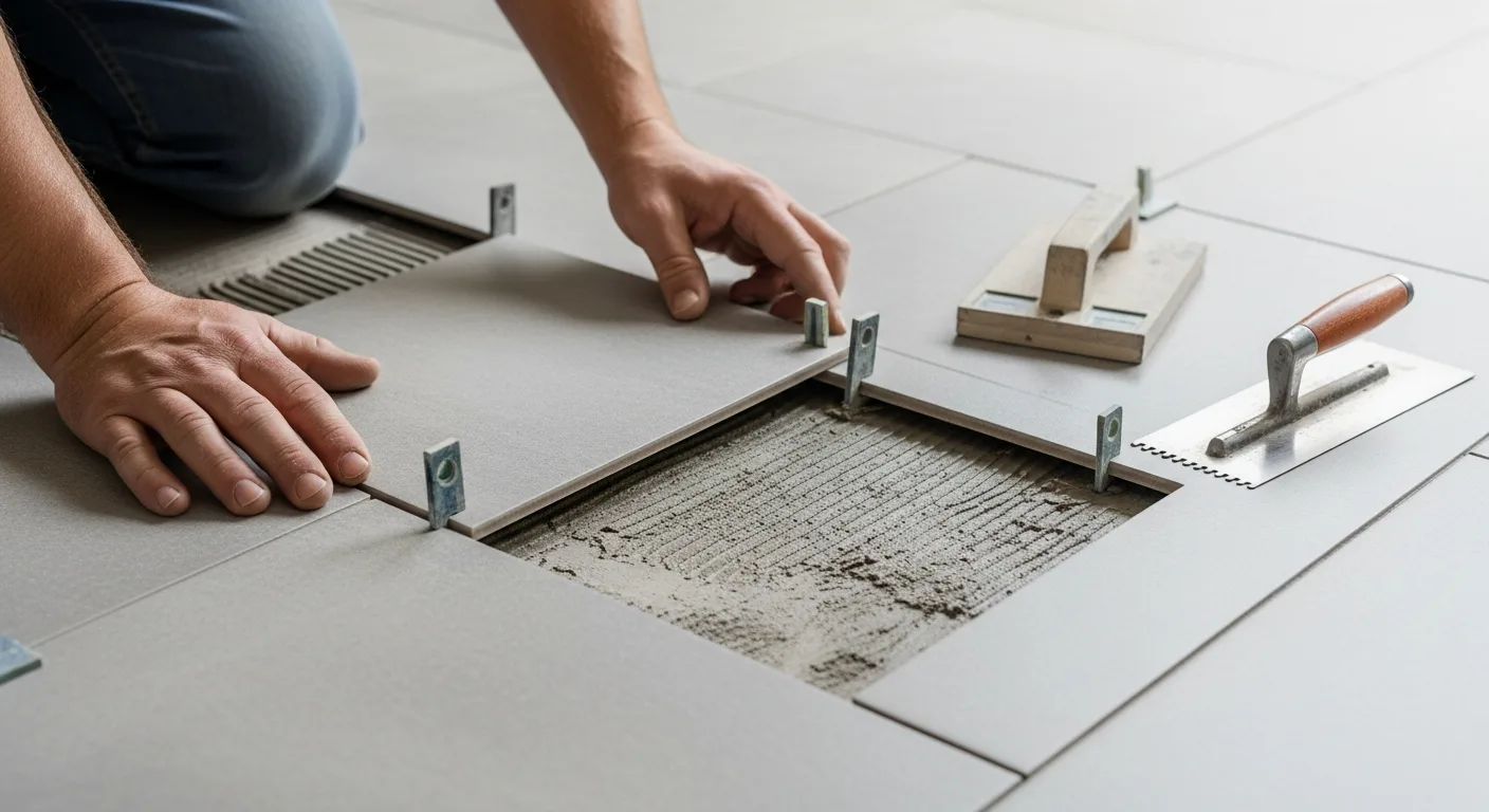 Tile flooring repair work in a West Michigan home