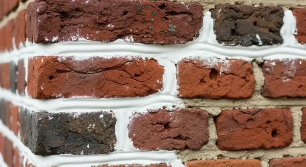 Mortar repair Grand Rapids MI - fresh white mortar between red bricks professional tuckpointing